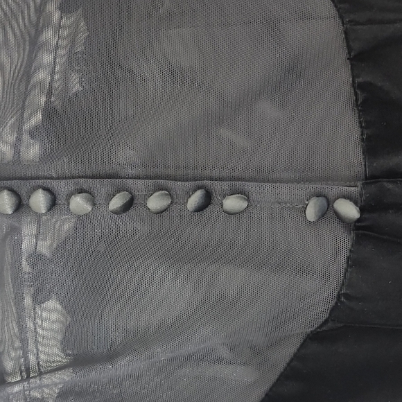 Vntg Scott McClintock Black Crushed Velvet Lace Bodice Dress Size 4 - Picture 8 of 12